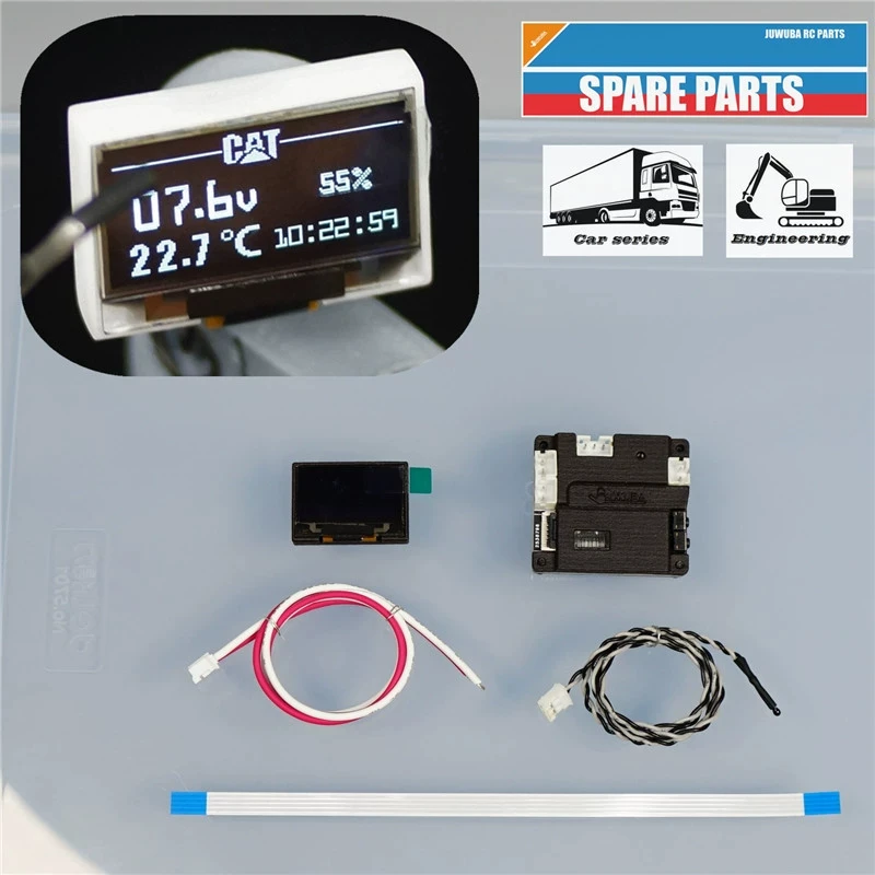 شاشة محاكاة LCD داخلية لسيارة 1/12 1/10 1/14 لودر حفارة هندسية Tamiya مركبة يتم التحكم بها عن بُعد سكانيا 770S بنز فولفو RC4WD