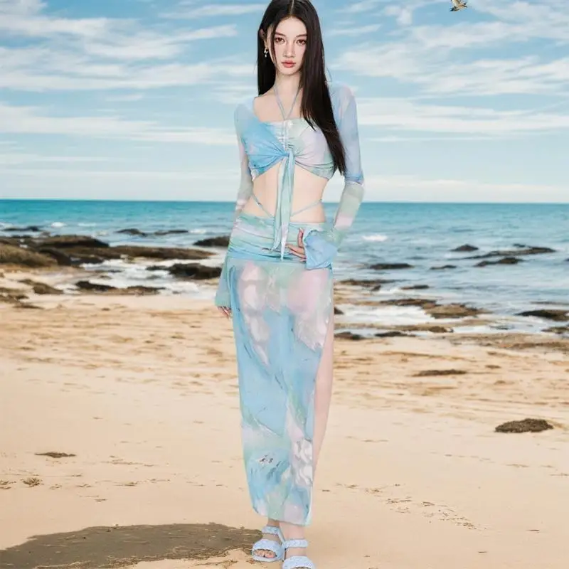 

31BE, 4 предмета, купальник для женщин, купальный костюм с эффектом пуш-ап, купальник с длинными рукавами, укороченный топ и