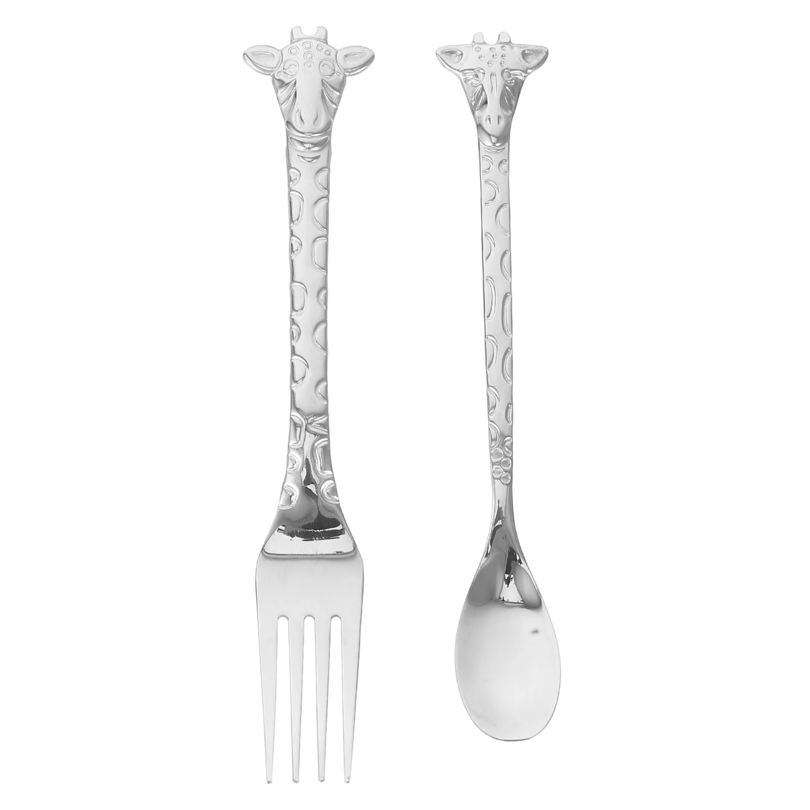 

2pcs Dessert Forks Set Stainless Steel Spoon Small Creative Dessert Spoon Tableware Silverware Cartoon Handle Non Slip