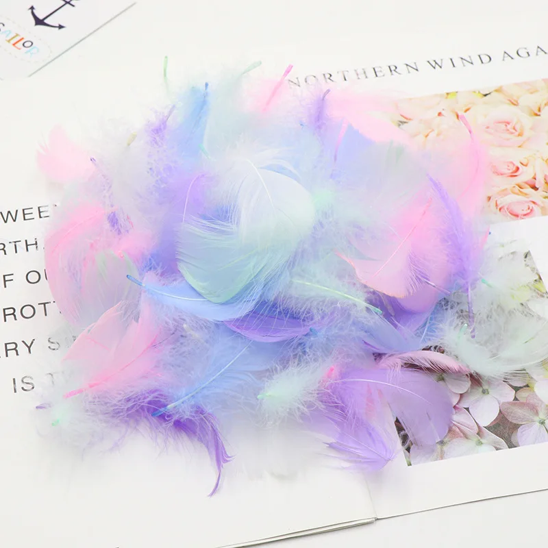 DIY Colorful Feather Small Fluttering Feather Goose Feather Stage Wedding Bobble Ball Gift Box Filled with Decorative Materials