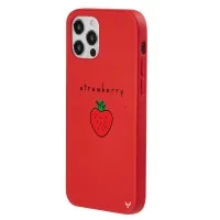 IPHONE 12 PRO MAX RED COLOR SILICONE STRAWBERRY PHONE CASE