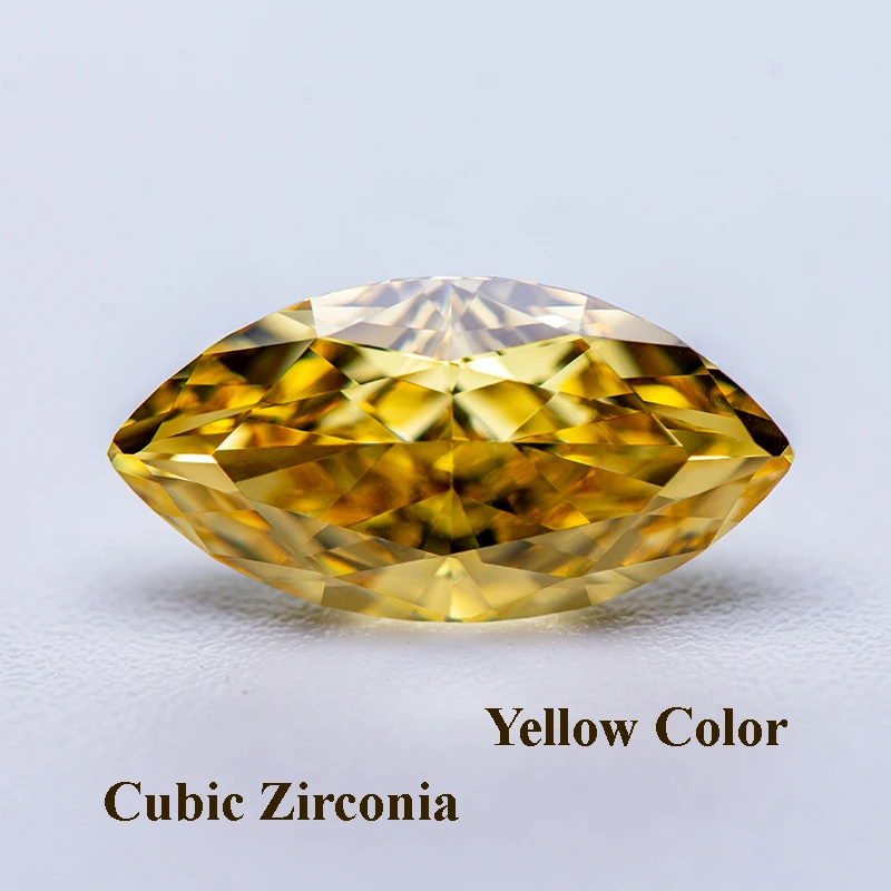 

Cubic Zirconia Crushed Ice Cut Yellow Color Marquise Shape Charms Beads for Diy Jewelry Making Necklace Materials No Certificate