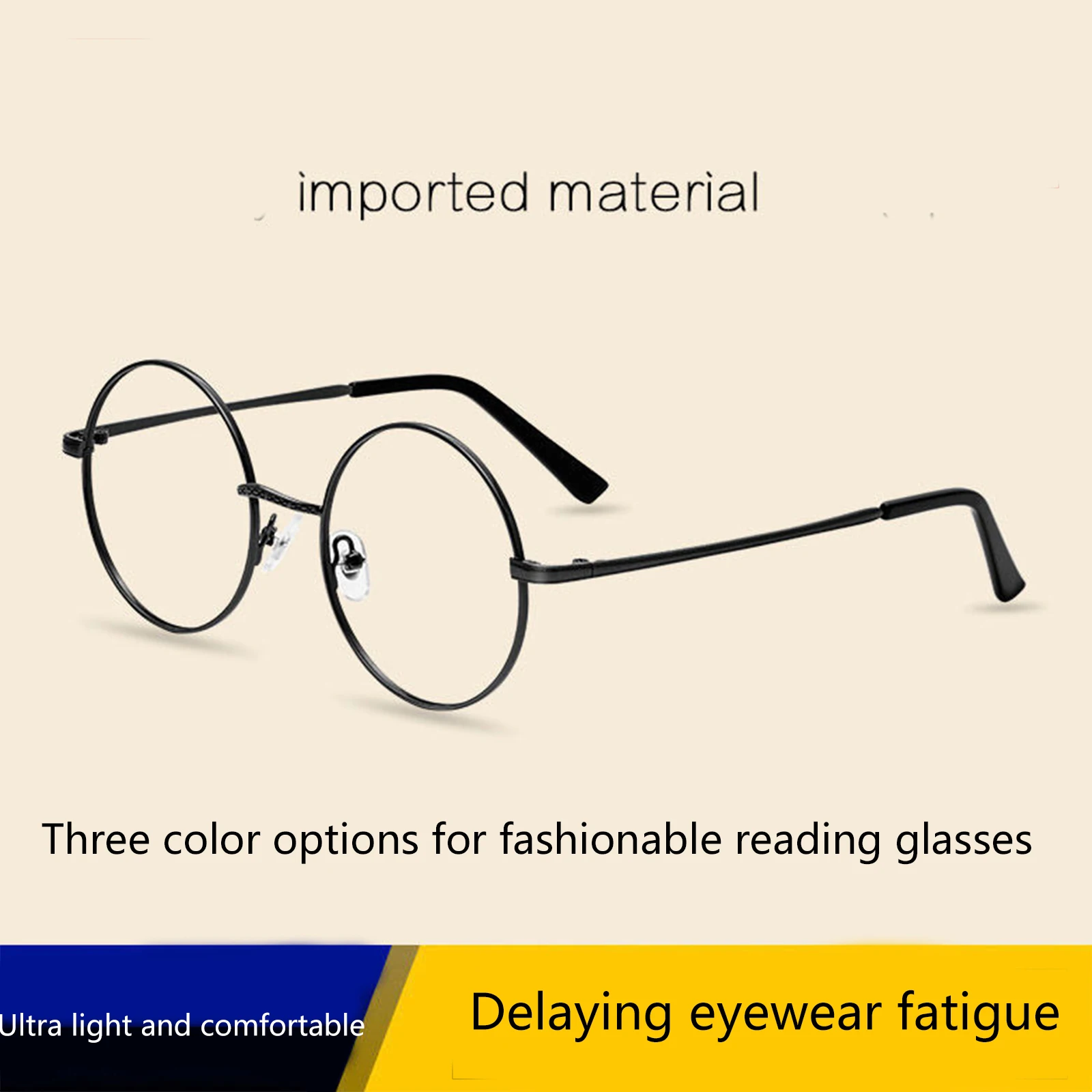 

Shatar Retro Fashion Reading Glasses Ultra Light Circular Presbyopia Glasses With High-Definition Large Frame For Men And Women