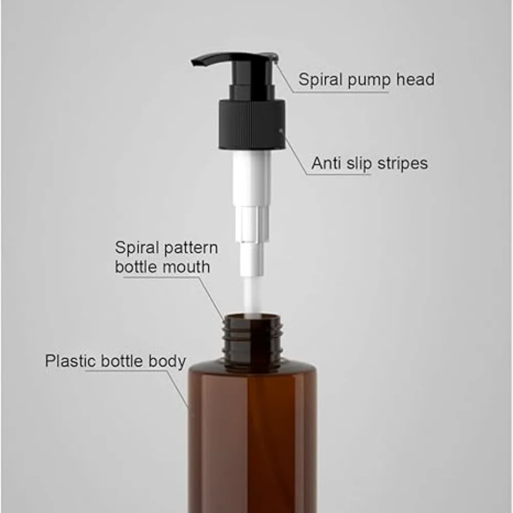 20 Stück Reiseflaschen aus Kunststoff mit Pumpverschluss, nachfüllbare Shampoo- und Conditioner-Fläschchen, leere tragbare Kosmetikbehälter für Lotionen – Detail 3