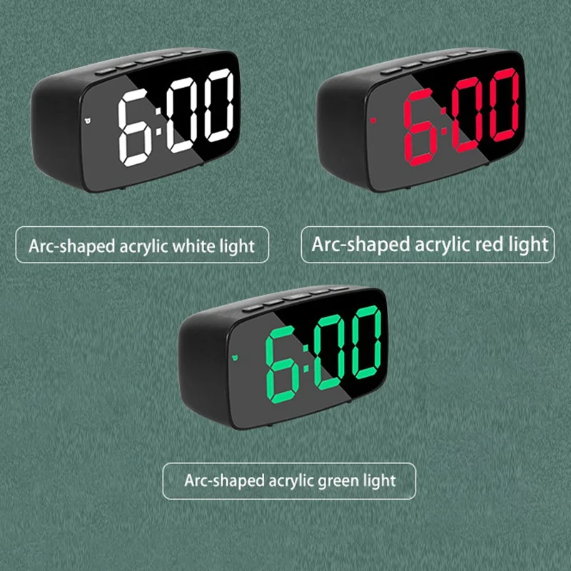 Smart Digital Alarm Clock Bedside,LED Travel USB Desk Clock With 12/24H Date Temperature Snooze For Bedroom,Black