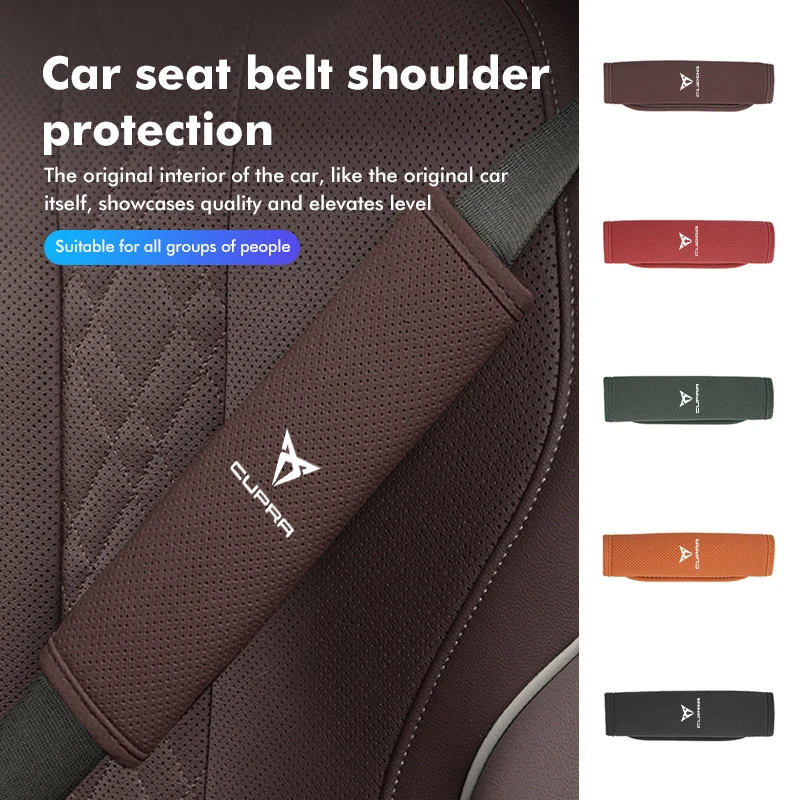 Suede Car Seat Safety Belt Cover Breathable Shoulder Strap Pad For Cupra Seat Leon Mk3 Mk2 5f Ibiza 6j 6l Ateca Born FR