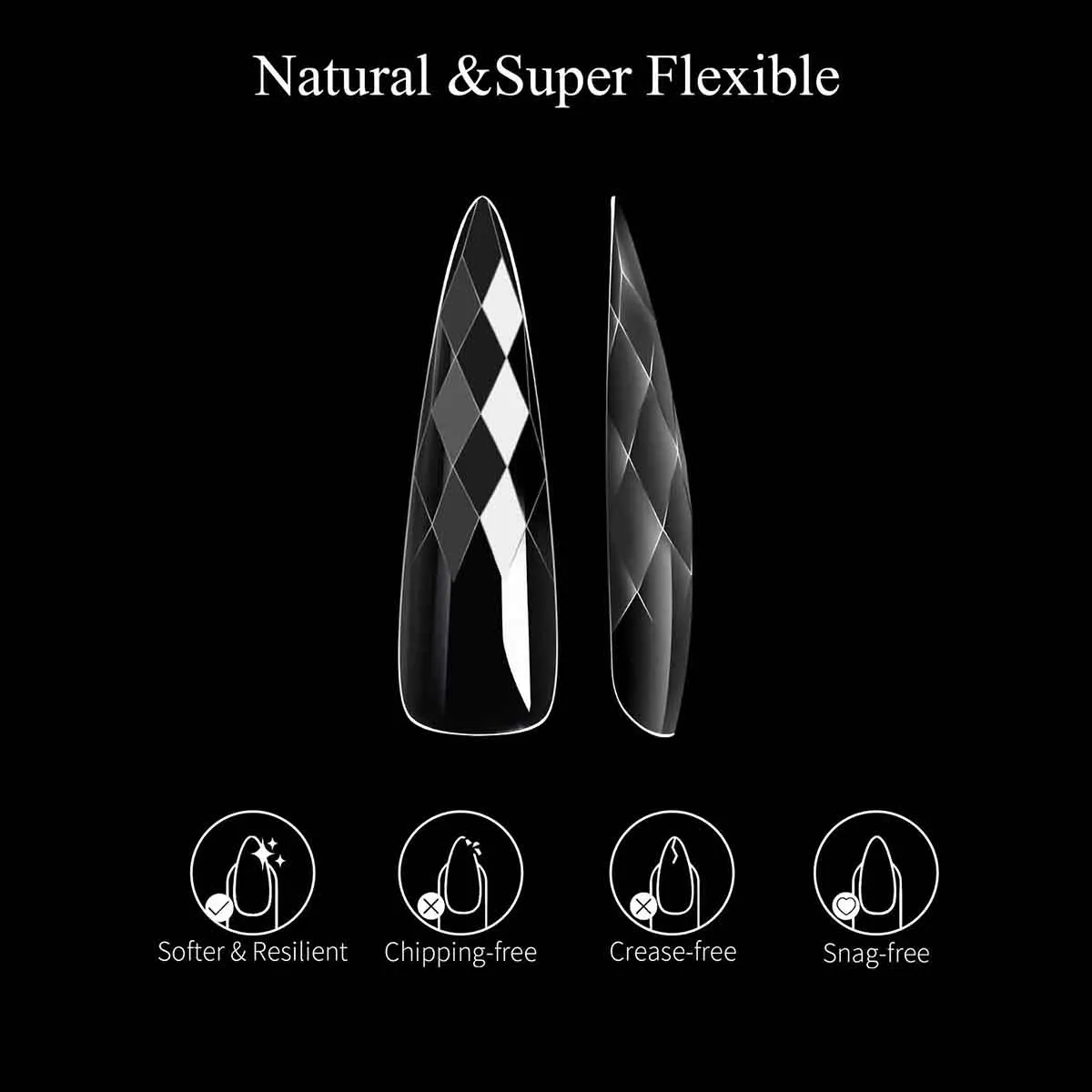 3D Diamante Rombo Punte per unghie finte trasparenti Lungo Stiletto Bara Copertura completa Strumenti di decorazione per unghie 12 dimensioni 120PC Stampa sulle unghie