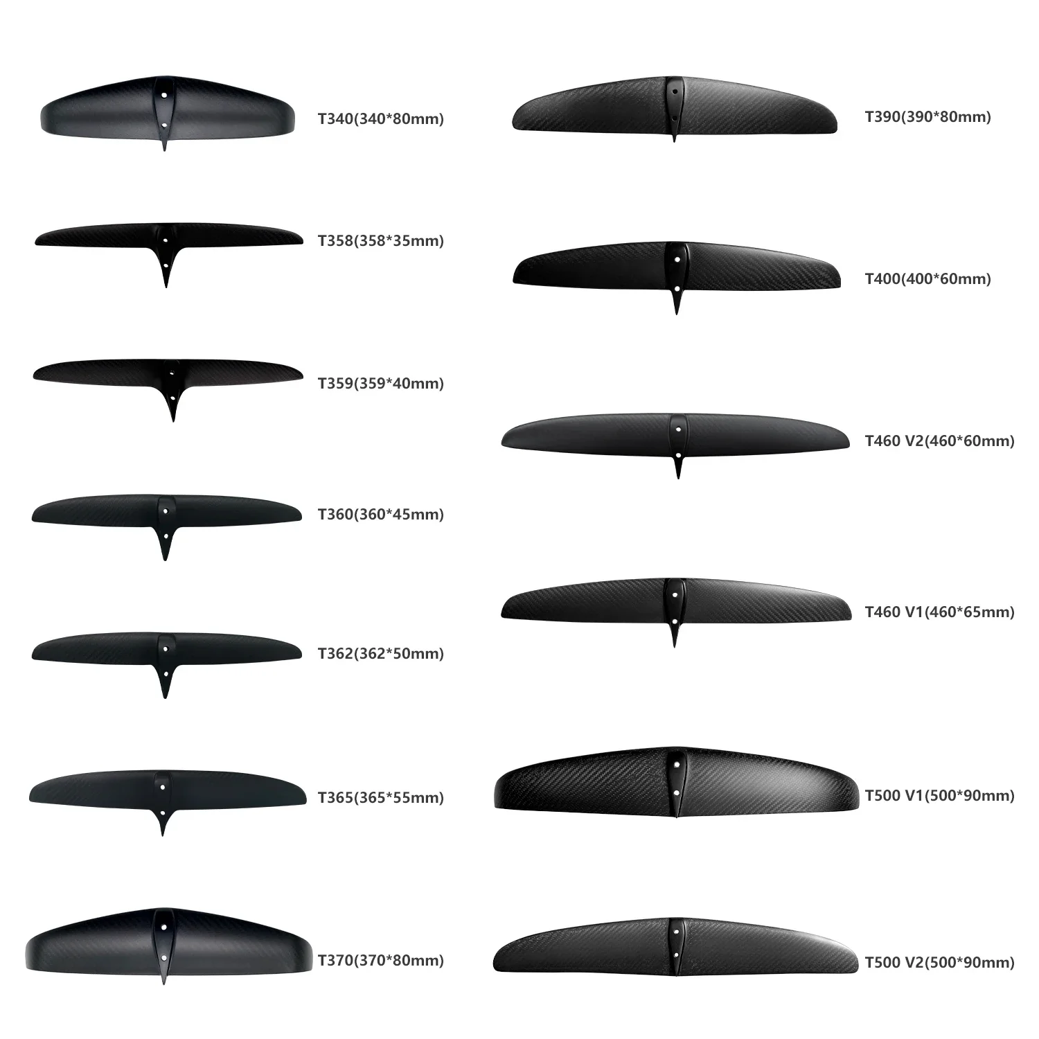 Water Sports Carbon Fiber Rear Wing Blade Hydrofoil Efoil Surfing Accessories Multiple Sizes Available for Paddleboarding And Su