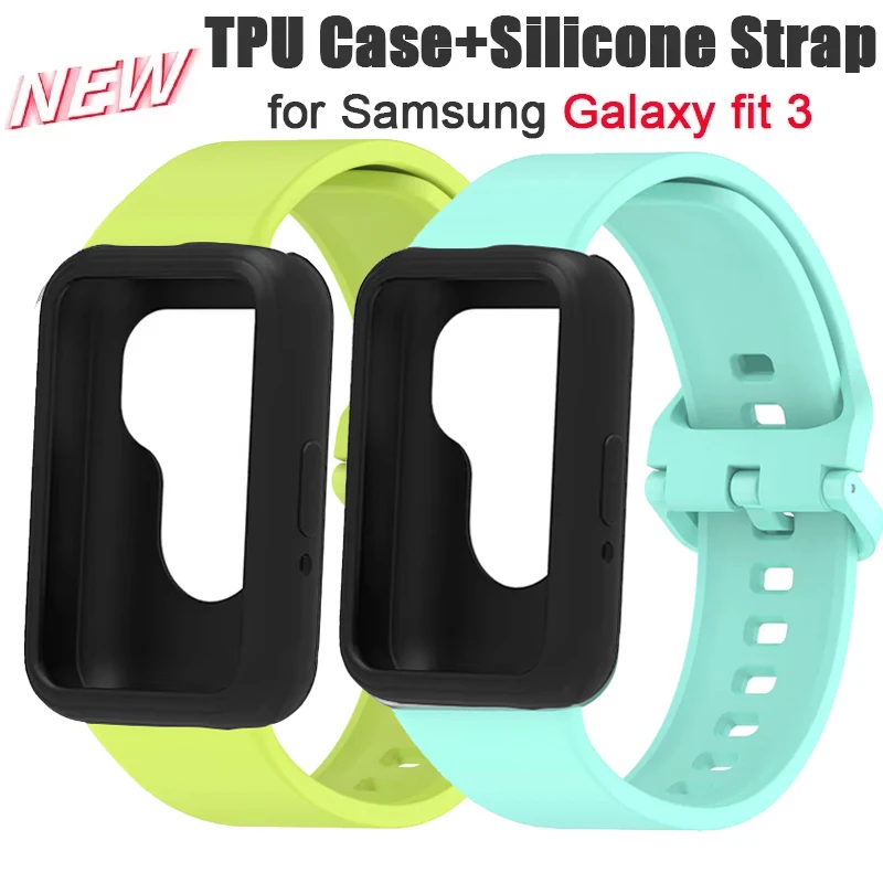 Case+Band For Samsung Galaxy Fit 3 Protective Soft TPU Cover+Bracelet For Galaxy Fit 3 Bumper Sports Strap Watch Accessories