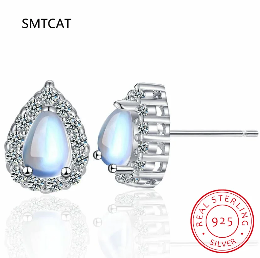 Natural Opal Colorful Gemstone Solid Sterling Silver S925 Water Drop Stud Earring Pear Cutting Classic Design Women Christmas