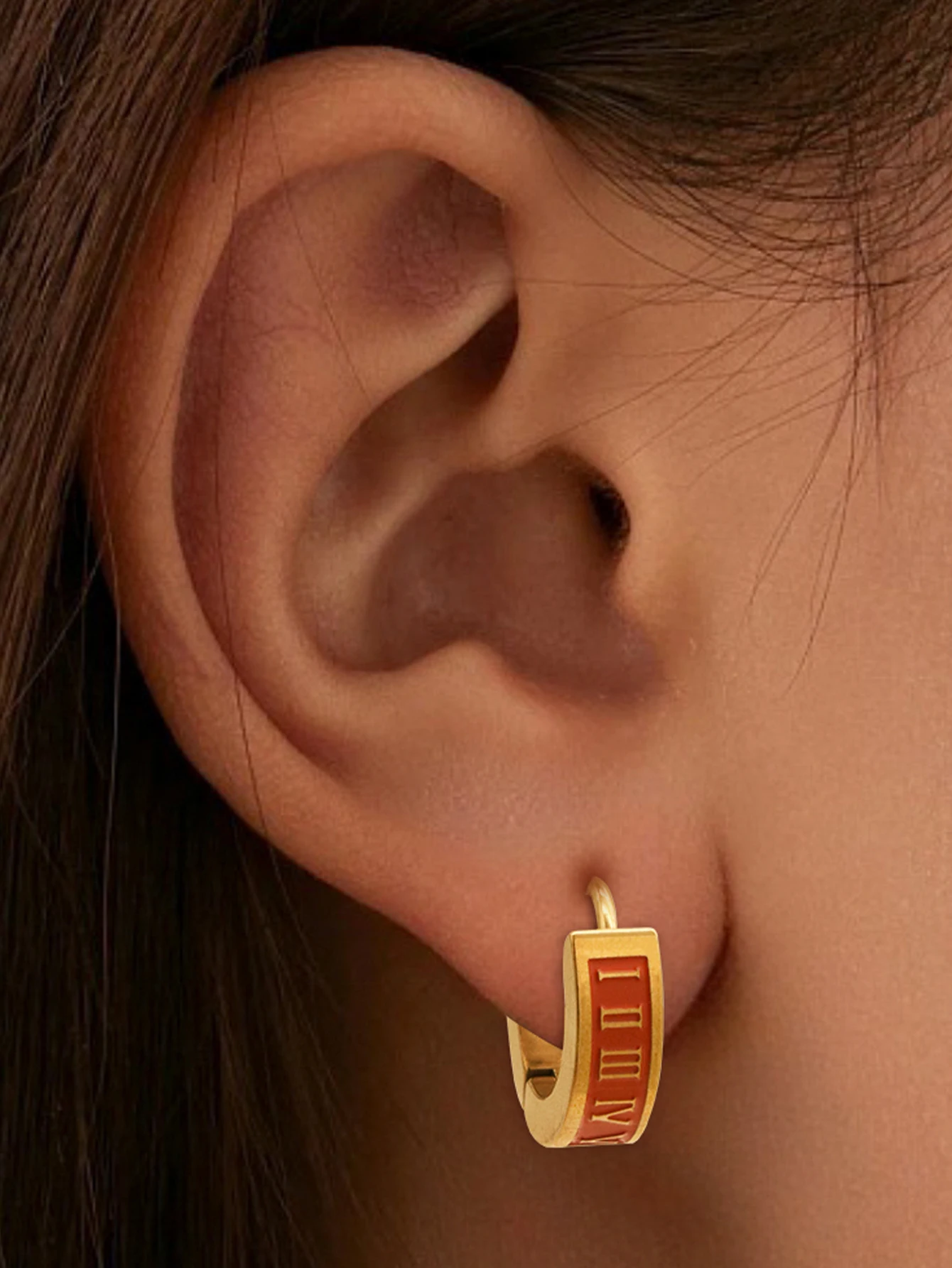 1 Pair/2pcs Vintage Drip Glue Roman Digital Earrings 2024 New Stainless Steel Women joyeria acero inoxidables premium aretes