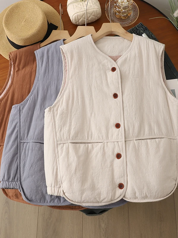 سترة نسائية من مزيج القطن والكتان سترة دافئة ملابس خارجية فضفاضة تناسب طبقات غير رسمية Sle شتاء 2025 Faion Trend #3