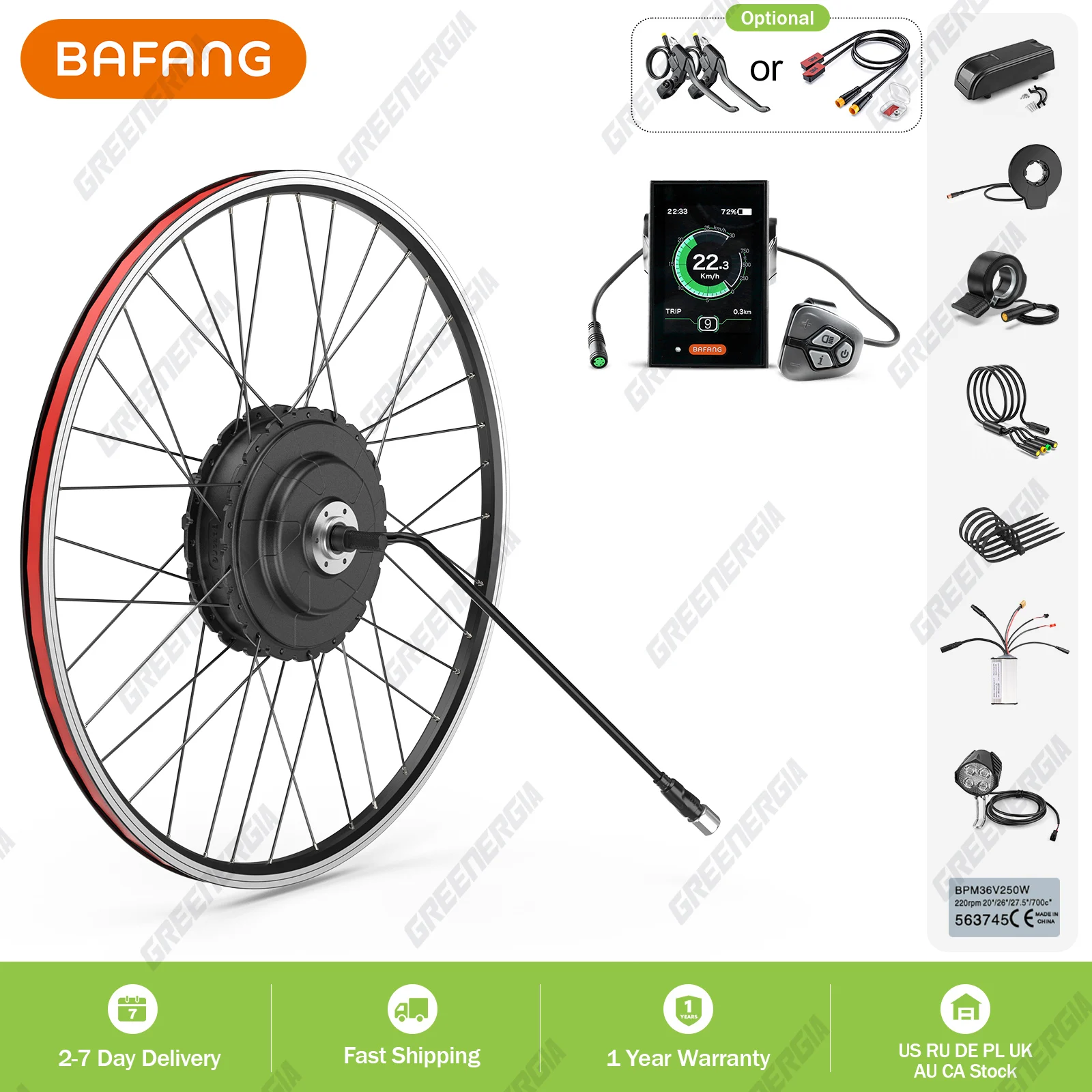 Bafang 750W 500W 48V Front Rear Hub Motor Ebike Conversion Kit Bafang Brushless Rear Wheel Motor Bicycle Electric Bike Kits