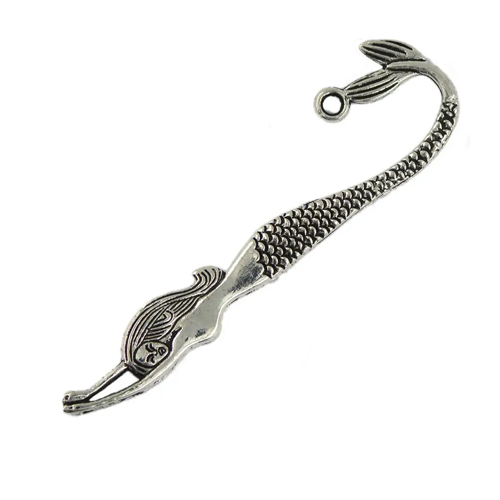 Marcapáginas de sirena ondulada única con abalorios, artesanía DIY, 10 unidades por paquete