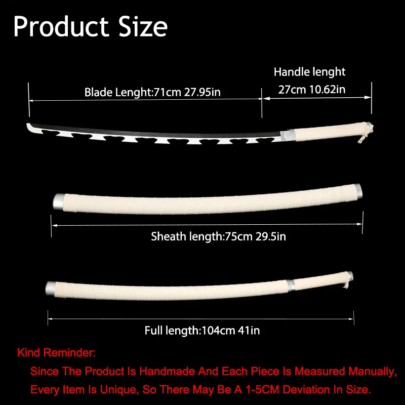 Accesorios de Cosplay de Anime japonés, espada de Katana samurái Inosuke, hoja de bambú, regalo de vacaciones coleccionable, viene con soporte para espada y cinturón