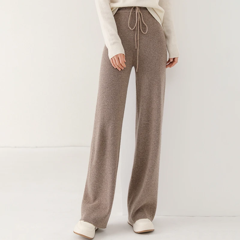 

Wool Straight Leg Wide Leg Pants for Women 2024 Autumn/Winter New High Waist Warm Straight Leg Dragging Casual Pants