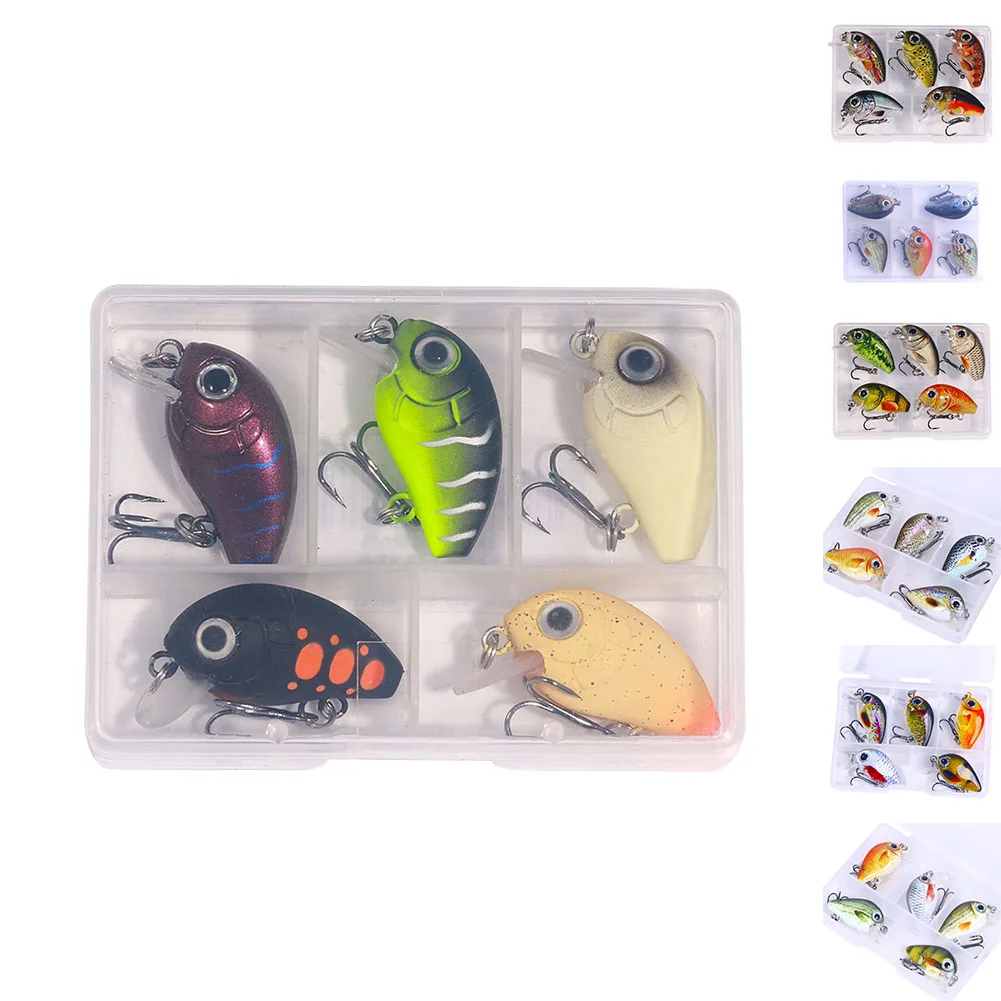 5PCS Micro Crankbait Pocket Mini Lure Fishing Tackle Kits Slow Sinking Durable Vib Set For Fishing Lovers Children Accessories