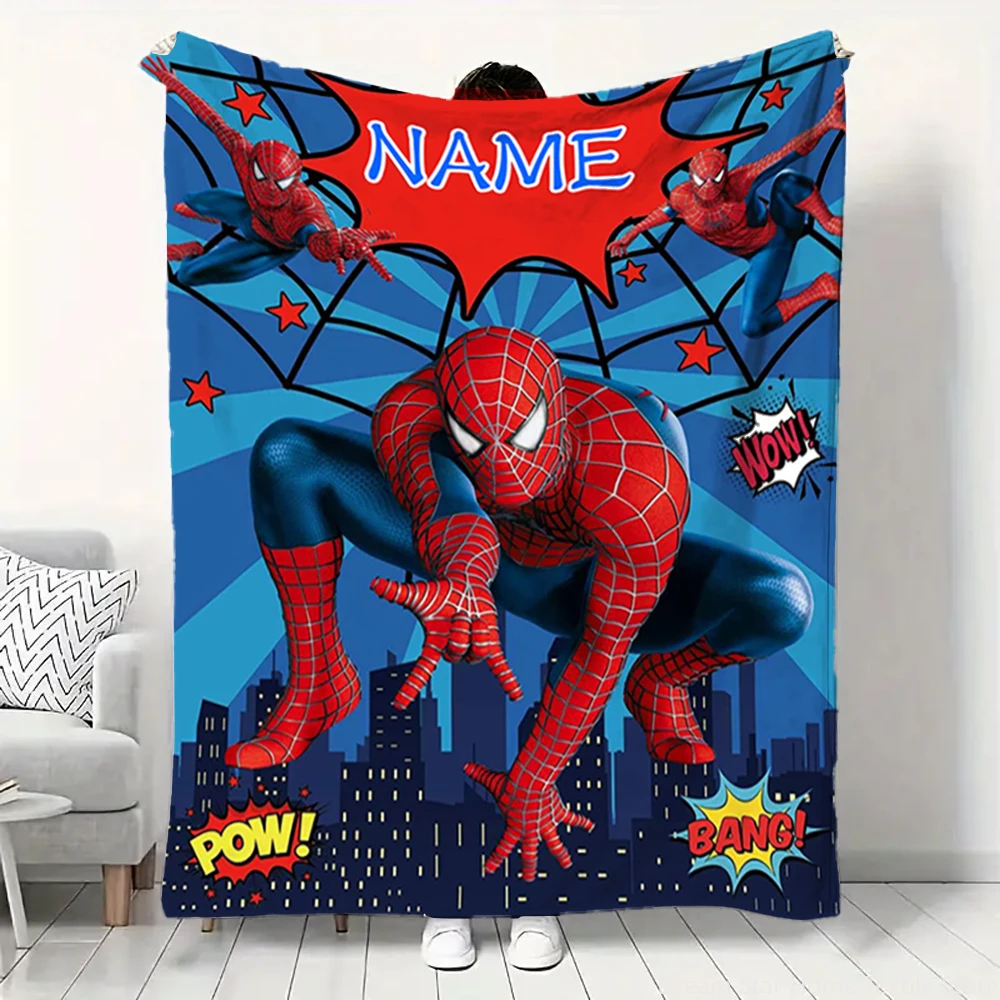 Couverture personnalisée avec nom personnalisé, couverture Marvel Spider Man, couverture douce et moelleuse pour enfant et adulte, couverture de canapé-lit, cadeau