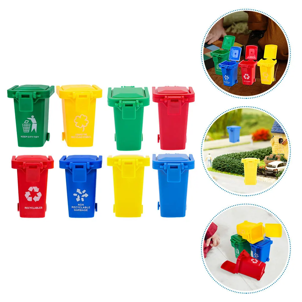 8 قطعة سلة المهملات الصغيرة الوجه غطاء سطح المكتب سلة المهملات المدمجة تخزين دلو متعدد الوظائف حامل قلم مكتب عمل منظم