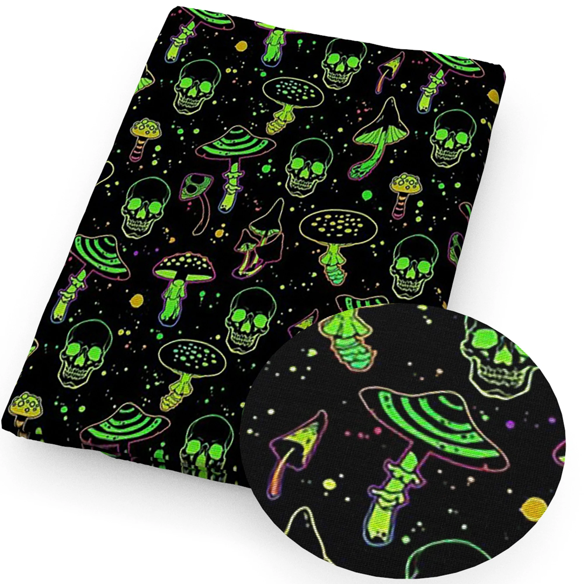 50*145cm Black Brain X-ray Halloween Skull Polyester Cotton Fabric Tissue Sewing Quilting Fabrics Needlework DIY Curtain Cloth