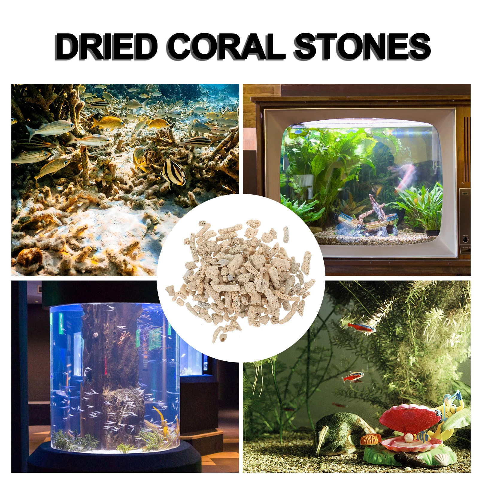 

Crushed Coral Stones 05 3cm for Aquarium Fish Tank Decorations Filter Materials Layout Landscaping Purify Water Quality Harmful