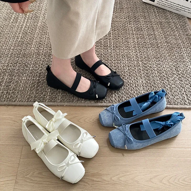 Designer Women Ballet Flats Fashion Elegant Shallow Cross Strap Footwear 2024 Spring Ladies Comfort Soft Sole Ballerina Shoes