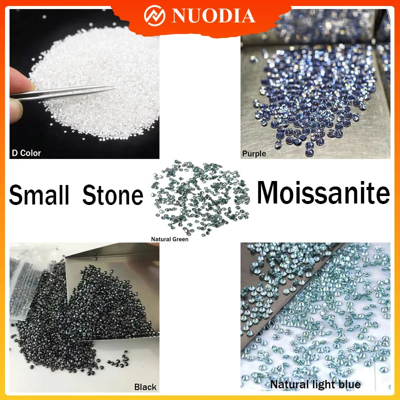 

1.0ct Per Lot Small Size Colorful Stones Loose Moissanites 1.0mm-2.9mm D White Black Natural Green Light Blue Jewelry Making DIY