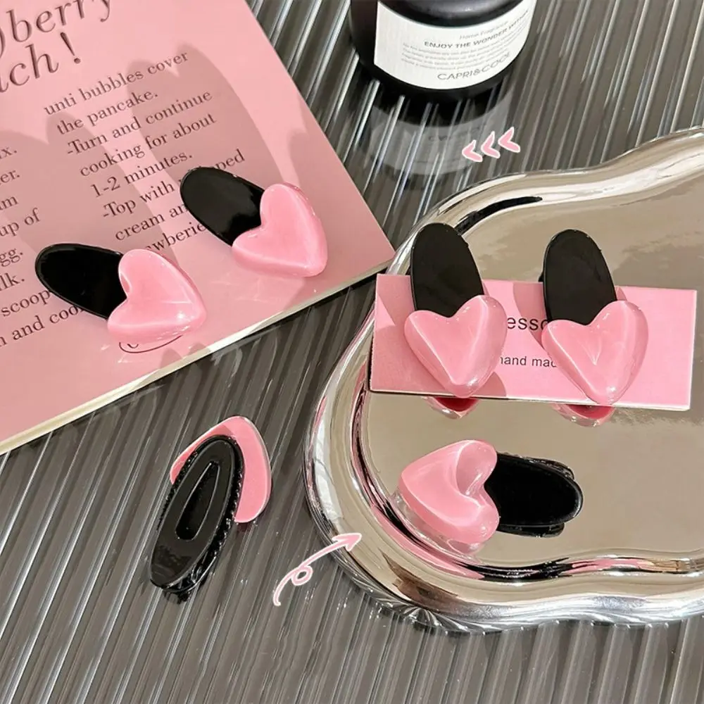 Minimalist Style Lovely Hair Clip Pink Heart Shape Cute Hairpin Headdress Hair Accessories Sweet Barrettes Duckbill Clip