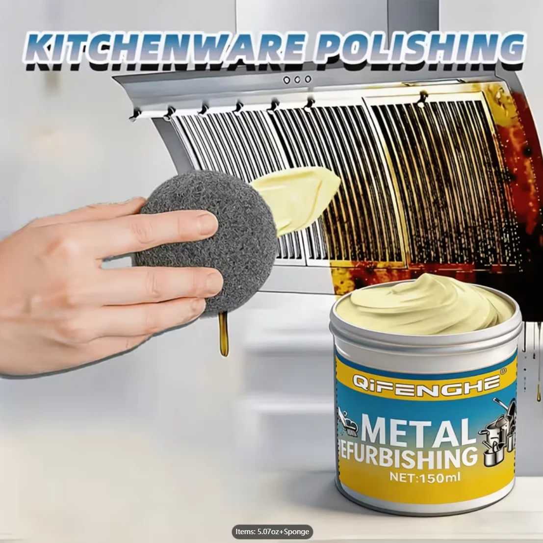 Multi-Purpose Metal Repair & Chrome Polish Paste, Scratch and Rust Remover for Car Chrome, Stainless Steel Sink, Oven, Kitchen A