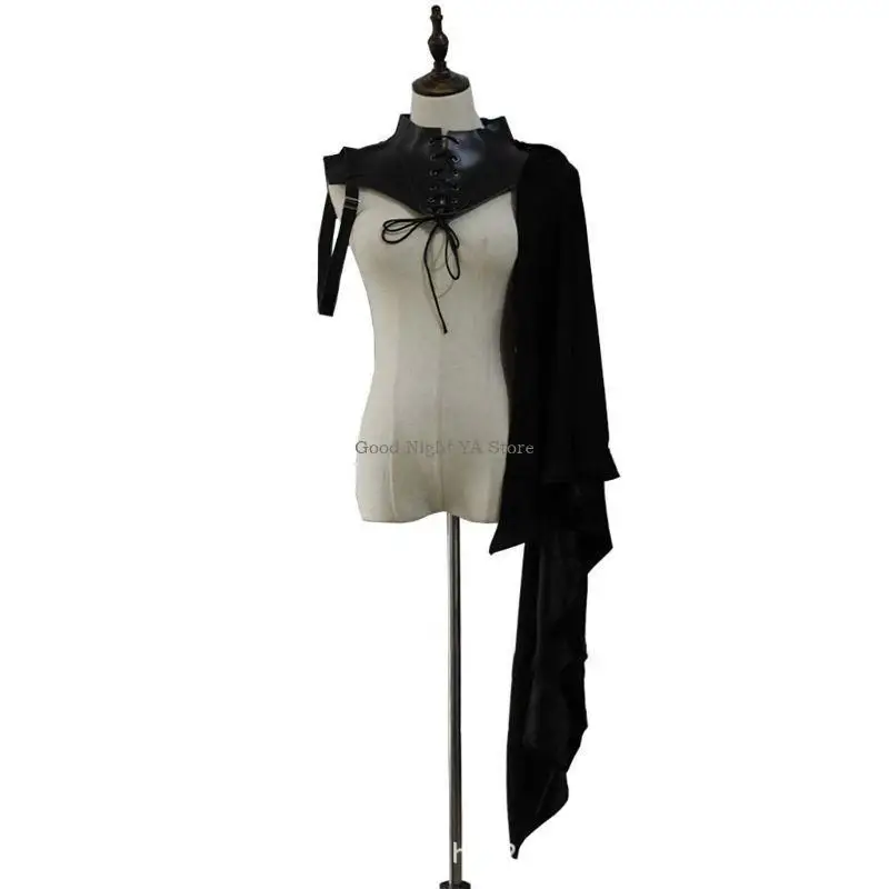 Armure médiévale noire simple épaule rétro gothique Punk à lacets Costume croisé équipement pour adulte
