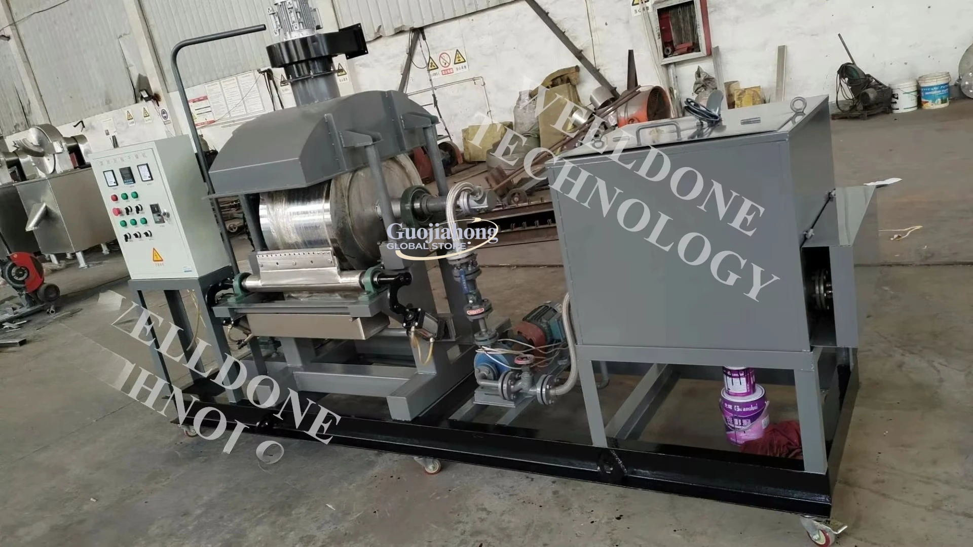 Single/double baffle rotary drum dryer with scraper for slurry, cream