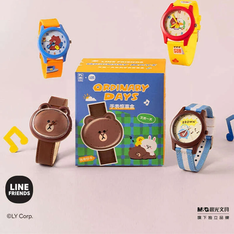 

Genuine Jiumu LINE FRIENDS Brown Bear Another Day Watch Surprise Blind Box Lucky Star Anime Figure Mystery Box Model Ornament