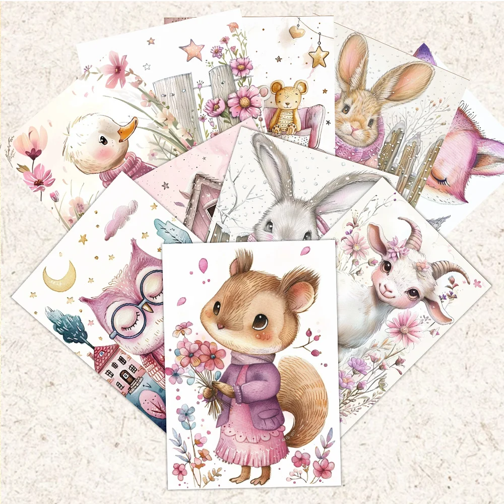 32pcs, Purple Tone Cute Pets Postcards, decoration/greeting cards/postcards, high-precision printing, collectible and mailable