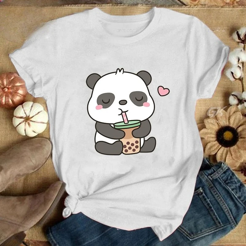 Cute Panda Tees Women Casual Short Sleeve Clothes Streetwear Tops Fashion Hip Hop Clothing Women T Shirts