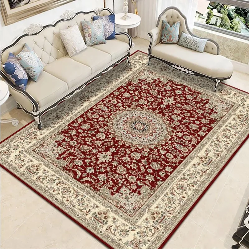 

VIKAMA Bohemian Vintage Crystal Flocking Carpet Large Area Living Room Mat Bedroom Office Prayer Rug Muslim Prayer Home Decor