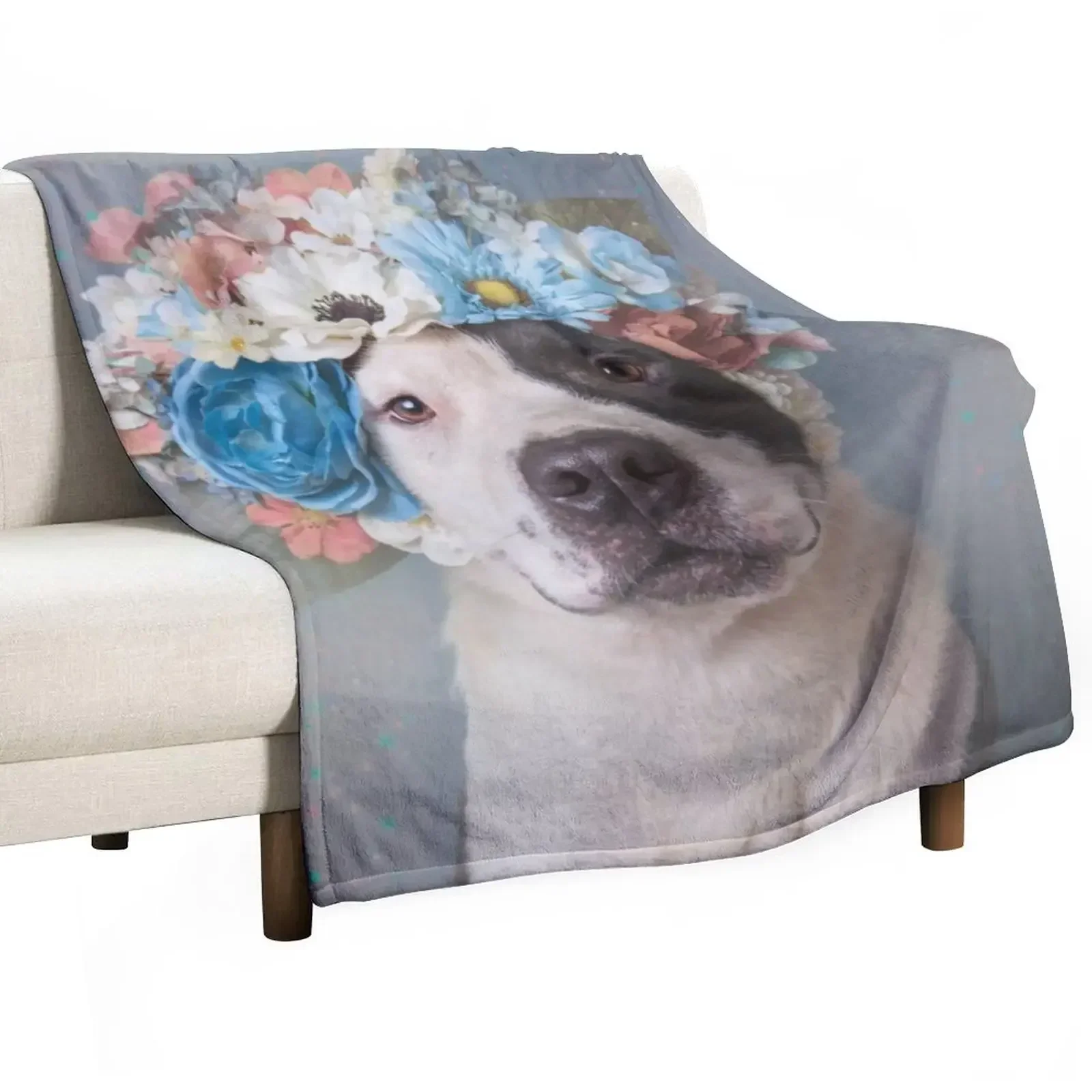 

Pit Bull Flower Power, Perry Carter Throw Blanket Custom Hairy Blankets Sofas Of Decoration Blankets