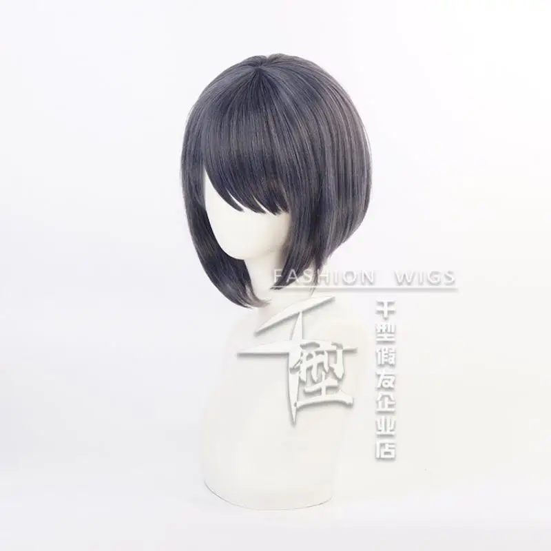 Game Genshin Impact Kujo Sara Cosplay Wig Blue Gradient Short Hair Heat Resistant Synthetic Halloween Party Accessories Props