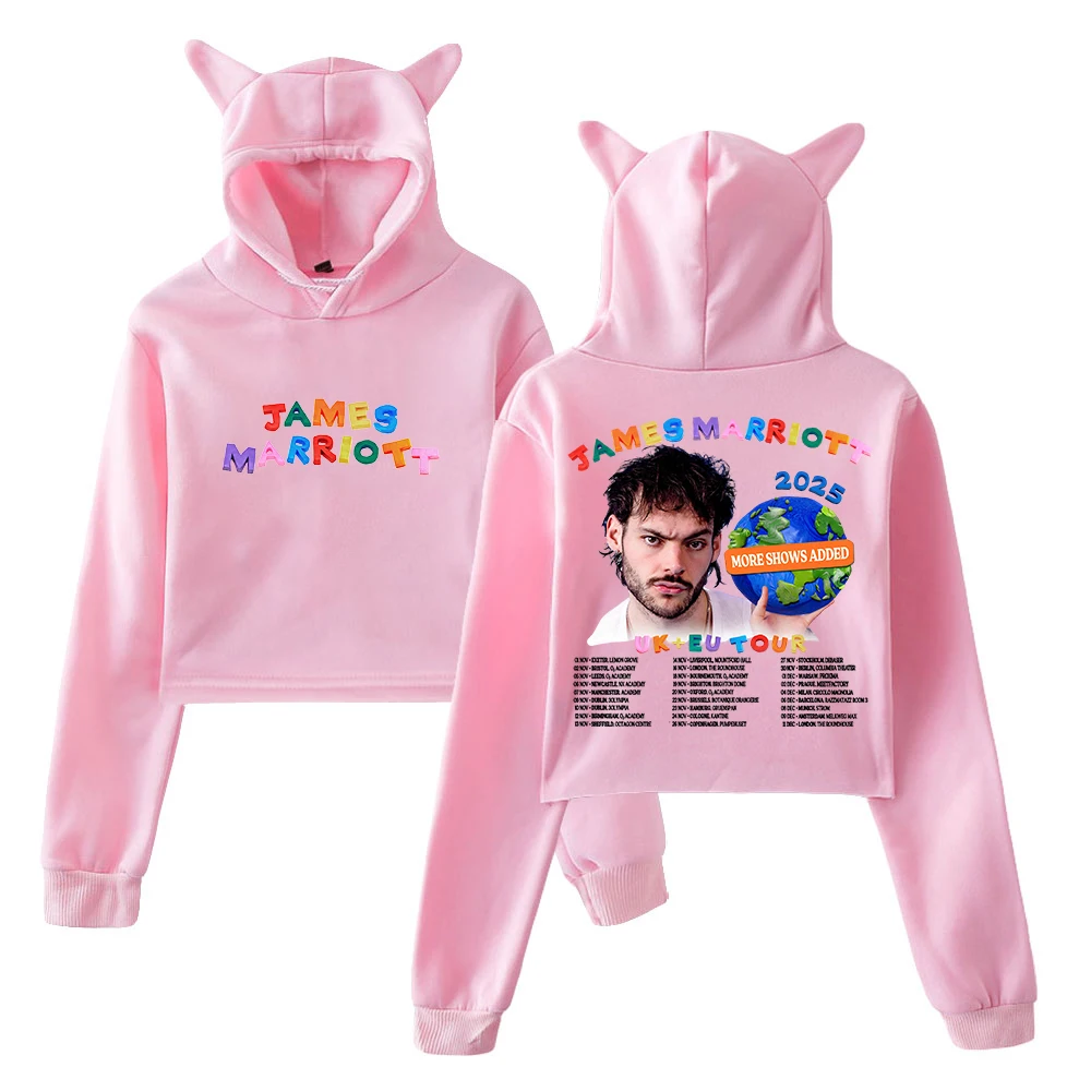 GF جيمس ماريوت جولة المملكة المتحدة وأوروبا 2025 هوديي أنثى آذان القط مقنعين البلوز كم طويل المحاصيل الأعلى الملابس النسائية #5