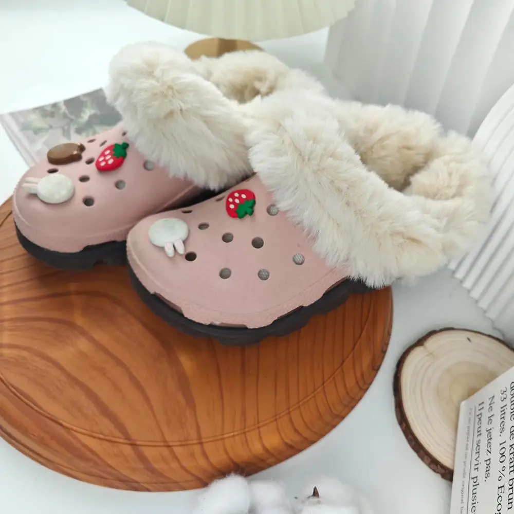 1 زوج الشتاء القابلة للإزالة أفخم بطانة رشاقته الأحذية الدافئة النعال الصلبة الأبيض الحراري الأسود النساء الرجال الشتاء أفخم نعل