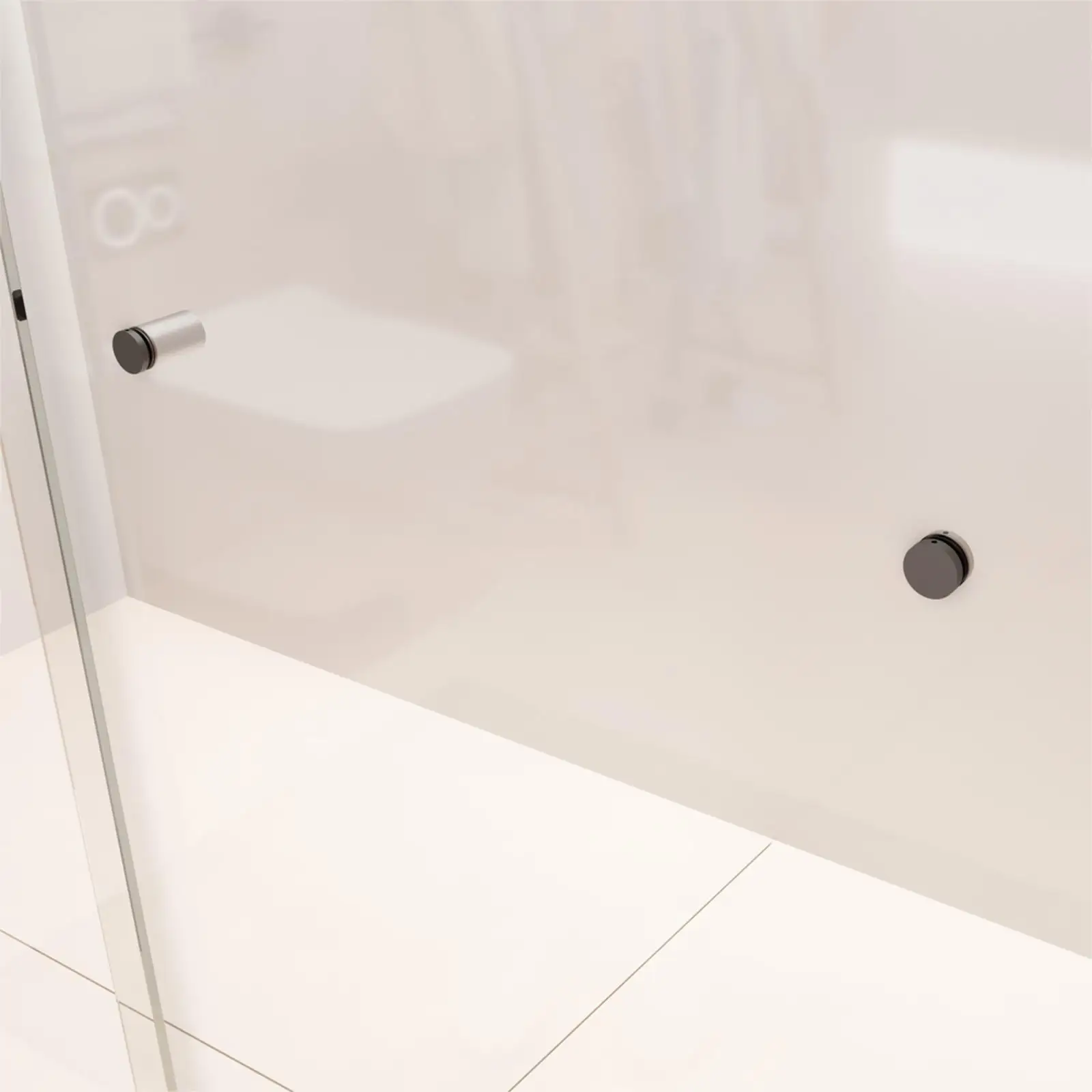 Pintu Kamar Mandi Semi-Frameless Hitam Matte, 6mm, Cocok untuk Lebar 56''-60'' x Tinggi 72''