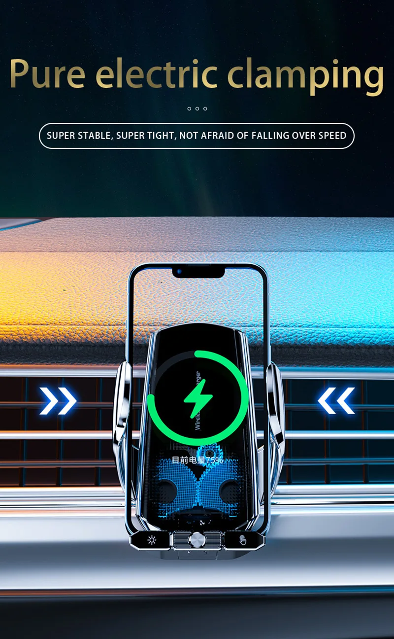 Auto Drahtlose Ladegerät Magnetische Automatische Infrarot Induktion Schnelle Aufladung Für iPhone Xiaomi Samsung Auto Halterung Telefon Halter – Detail 9