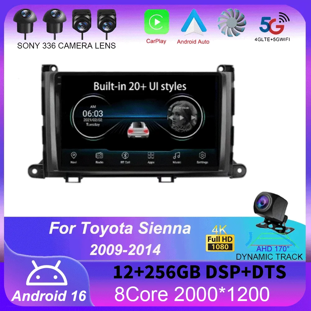 

Android 16 Carplay Auto For Toyota Sienna 2009 2010 2011 2012 2013 2014 Car Radio Gps Multimeidia Player Stereo 2 Din Head Unit