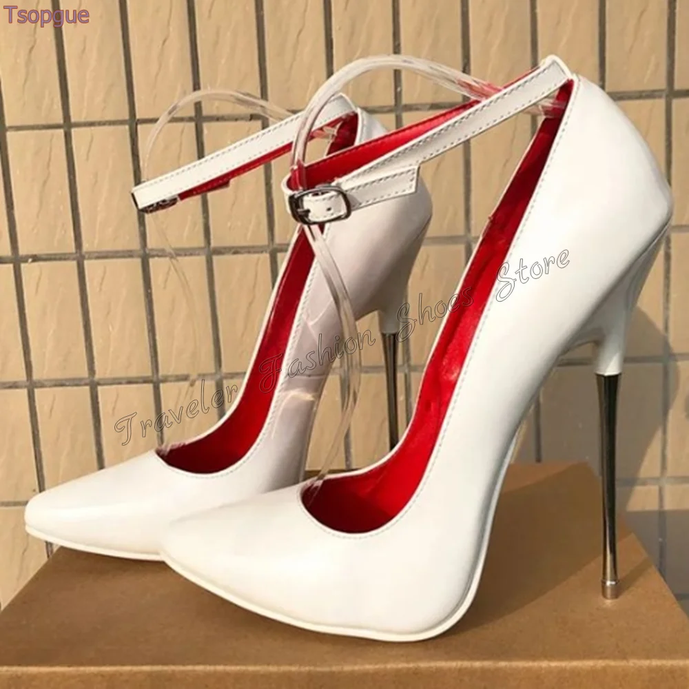 Chaussures à talons hauts pointues pour femmes, Escarpins à structure de rinçage blancs, Châssis aiguille, Parker, Talons à la mode, Nouveau, 2024