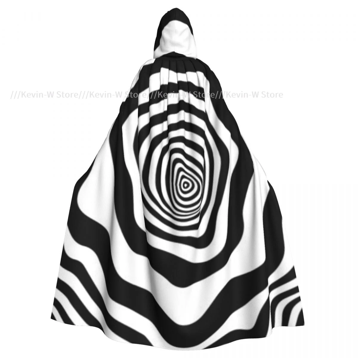 

Long Cape Cloak Abstract Wave Circle Hooded Cloak Coat Autumn Hoodies