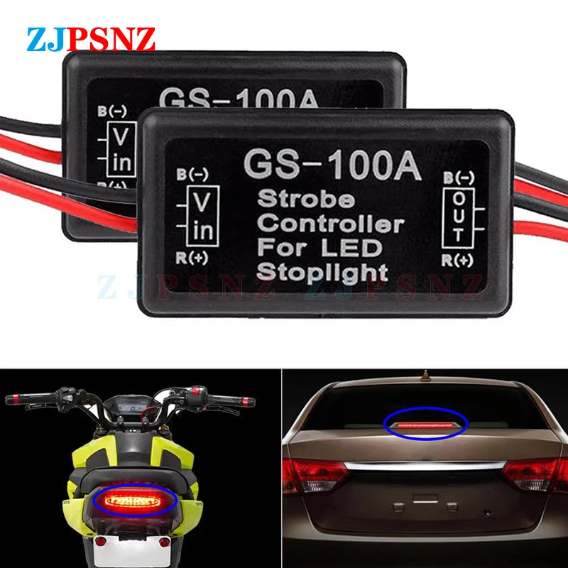 

Car Flash Strobe Controller GS-100A Flasher Module For Vehicles Car LED Brake Stop Light Lamp Signal Light 12V-24V Universal