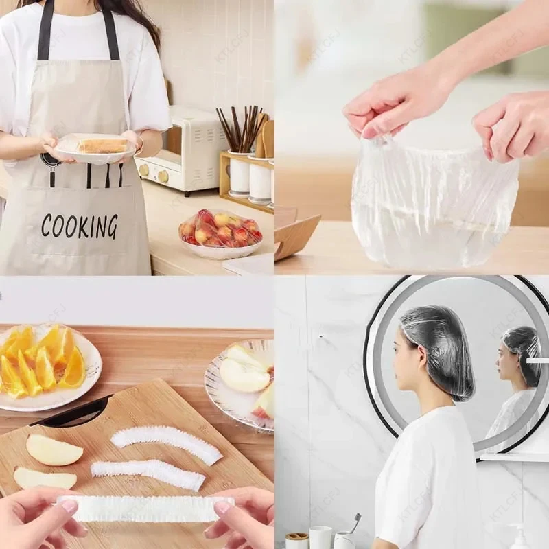 100/200/500Pcs Disposable Food Cover Grade Fruit Vegetable Storage Bag Plastic Wrap Elastic Food Lids for Kitchen Fresh Keep Bag