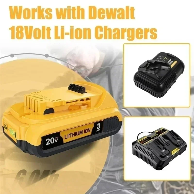 Replacement 20V 3Ah DCB203 Li-ion Battery for DeWalt 18V/20V Max Lithium Ion Batteries DCB206/DCB205/DCB204/DCB200 Power Tools.