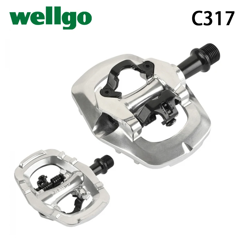 

Wellgo C317 Aluminum Body Cr-Mo Spindle DU/Sealed 9/16" Bearing Bicycle Pedal with 98A Cleat Road MTB Bike Pedals Cycling Parts