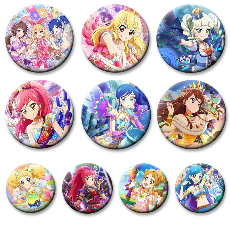 

Anime Aikatsu! Brooch Hoshimiya Ichigo Kiriya Aoi Kazesawa Sora Pin Fashion Jewelry Accessorie Cartoon Badge Backpack Decoration