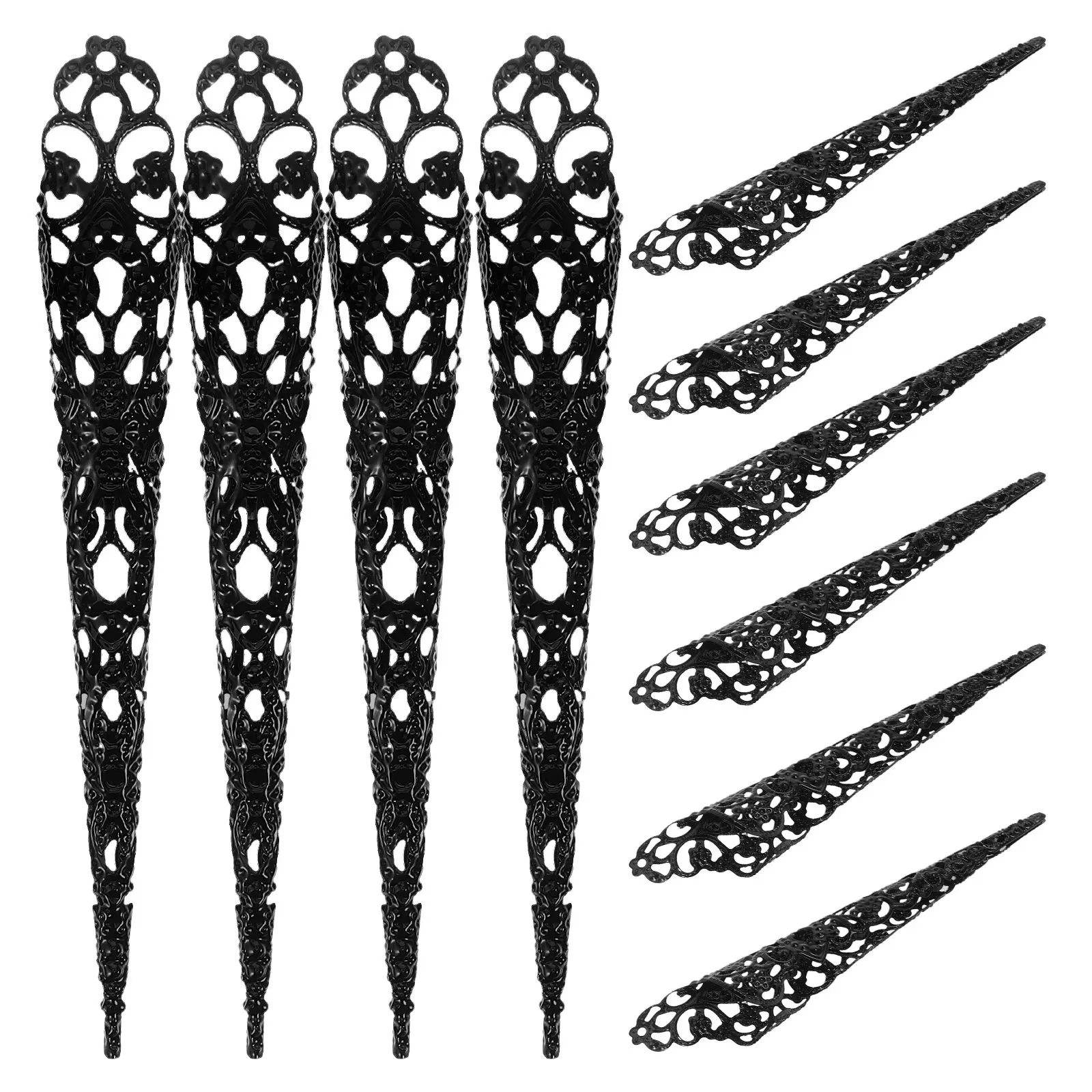 

20Pcs Exquisite Hollow Design Fake Fingertip Covers for Women Ancient Nail Tips for Belly Dance Performance Cosplay